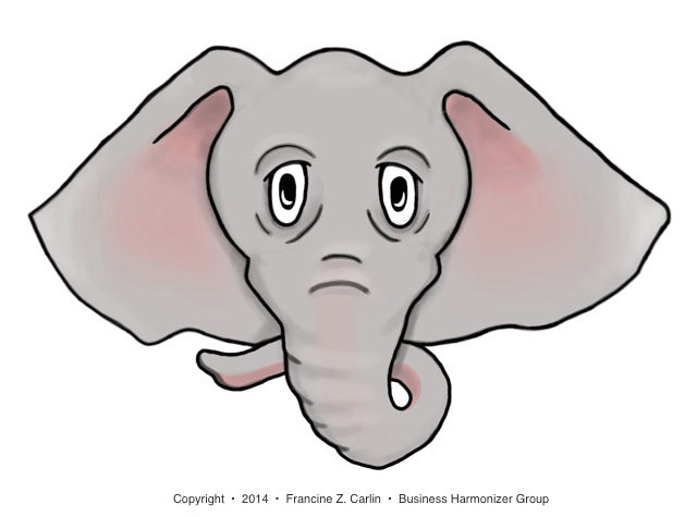 Elephant face represents avoidance of the difficult and sensitive family business issues